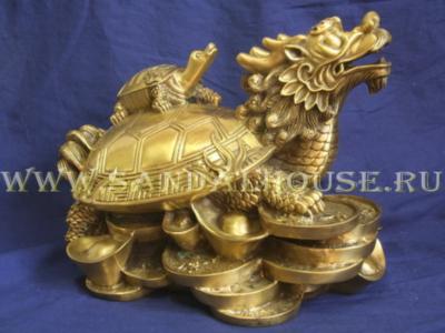 Дракон-черепаха 2204-1 с черпашонком h~30cm бронза