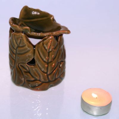 Аромалампа Резные листочки 9см керамика глазурь