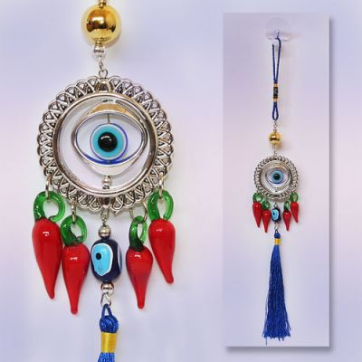 Подвеска-оберег Глаз Дракона с перчиками, L 30 см.