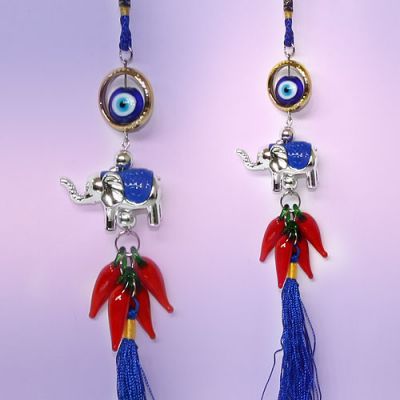 Подвеска-оберег от сглаза "Слоник" с перчиками, L 30 см.