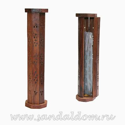 445Tow04 - Благовония Sarathi Wooden Tower OPIUM (20палочек в башне)
