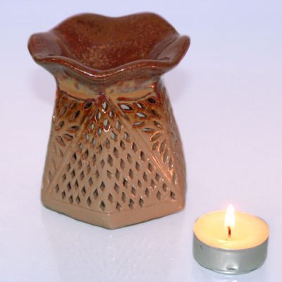 Аромалампа Кувшинка Резьба 11см керамика глазурь