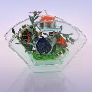 Подсвечник Интерьерный ДВЕ РОЗЫ (h-9см L-14см, Китай)