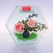 Подсвечник Интерьерный ДВЕ РОЗЫ (h-16см L-18см, Китай)