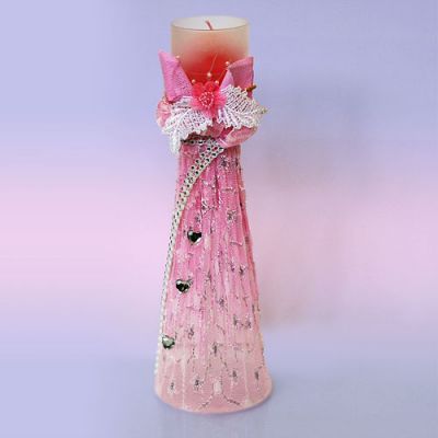 Подсвечник КРУЖЕВНОЙ (h-26см d-8см, Китай)