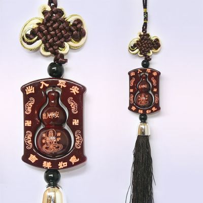 Подвеска Узел Удачи и Тыква-горлянка в рамке, дерево, 40 см.