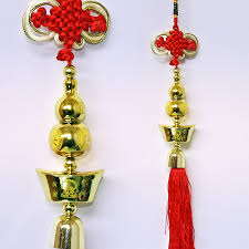 Подвеска Узел Удачи и Тыква-горлянка на золотом Слитке, 35 см.