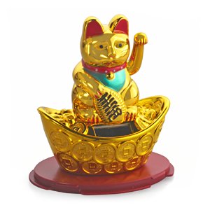  Манэко-кот, на солнечных батарейках, золотой,двигает лапкой, 11x10 см