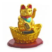  Манэко-кот, на солнечных батарейках, золотой,двигает лапкой, 11x10 см