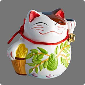 Копилка "Манэко-кот" с бочкой монет, левая лапка поднята, 10х10 см