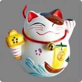 Копилка "Манэко-кот", левая лапка поднята, 10х10 см