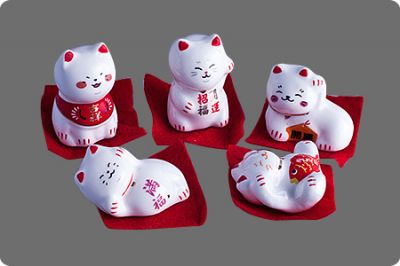 Набор фигур "Манэко-кот", фарфор, 4 см, 5 шт