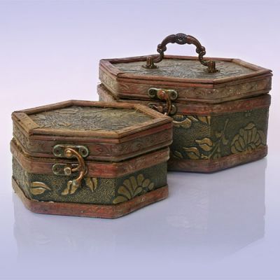 Сундук Восьмигранный Для бижутерии 2 в 1 Дерево, 9см-8см-16см 