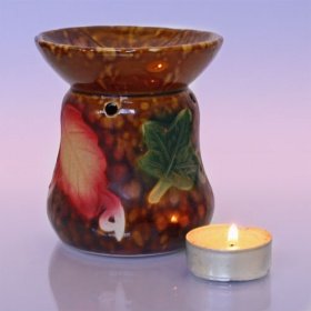 Аромалампа Резные листья 10см керамика глазурь