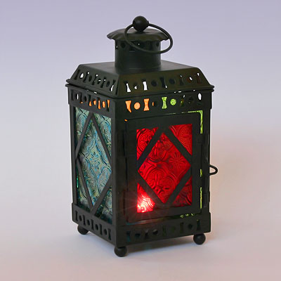 Фонарь подсвечник A289 с квадратными ромбами металл/стекло h=18см L=8см