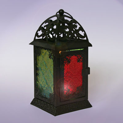 Фонарь подсвечник A291 С резным куполом металл/стекло  h=20см