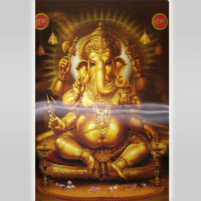 Картина голографическая Ганеш ЗОЛОТОЙ 40*60см A293-3JI-A8066 ― Сандаловый Дом СПб - Интернет-магазин