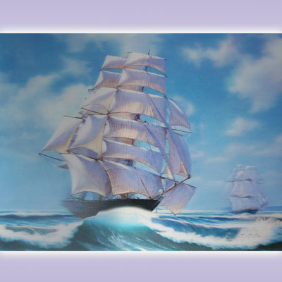 Картина голографическая Парусник 25*35см A294-8JI-A2002 ― Сандаловый Дом СПб - Интернет-магазин