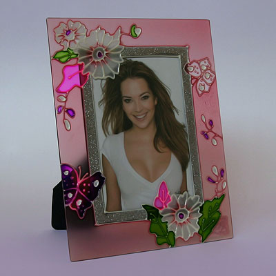 Фоторамка A41 розовая Цветы 23 X 18см