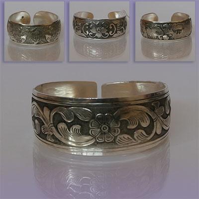 Браслет A439-11 Цветок 4 лепестка металлический шир