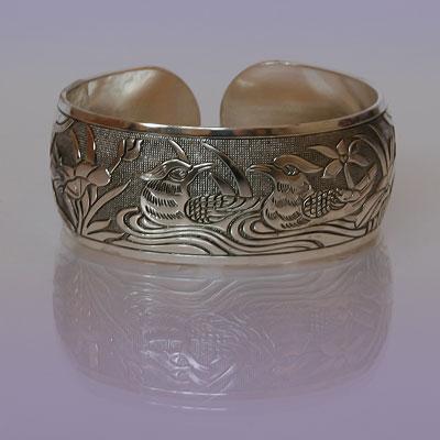 Браслет-оберег Уточки-Мандаринки металлический шир