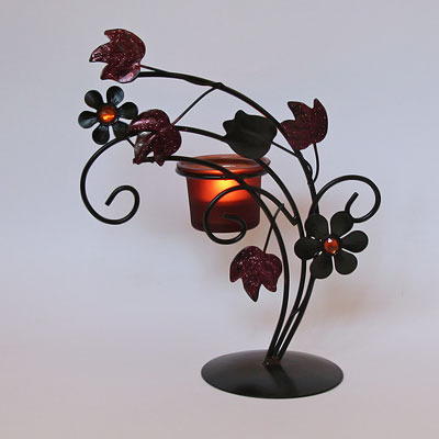Подсвечник A65 ЦВЕТЫ изогнутый h=23sm L=20sm