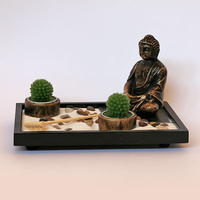 Сад камней A99 черный Будда + 2 свечи