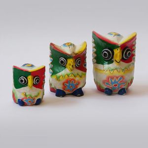 BRGA46 - Набор 3шт сов ярких h= 11, 10 и 7см