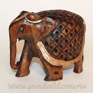 Слон h~10cm L~12cm розовое дерево с росписью