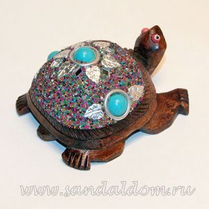 Черепаха C4463-3 фигурка h~5cm L~9cm дерево с инкрустацией