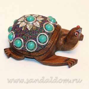 Черепашка  фигурка деревянная с инкрустацией L~11cm h~5cm