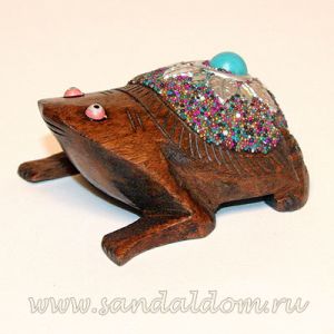 Лягушка C4464-3 фигурка h~3cm L~8cm дерево с инкрустацией