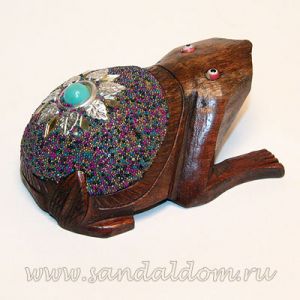 Лягушка C4464-4 фигурка h~5cm L~10cm дерево с инкрустацией