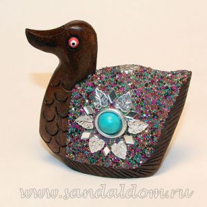 Утка C4465-3 фигурка h~8cm L~8cm дерево с инкрустацией