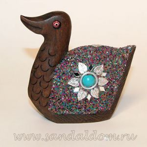 C4465-4 Утка h~10cm L~10cm дерево с инкрустацией