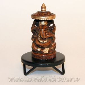 C4484-3 Ганеш h~13cm деревянный на металлической подставке