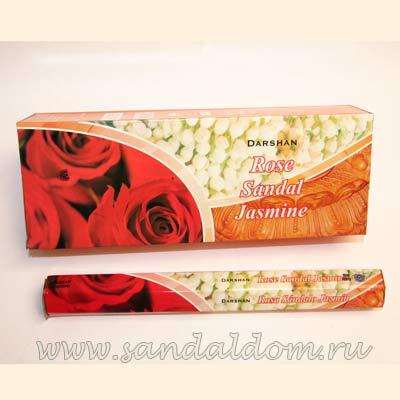 DAR82 - Благовония DARSHAN ROSE JASMINE SANDAL DAR82