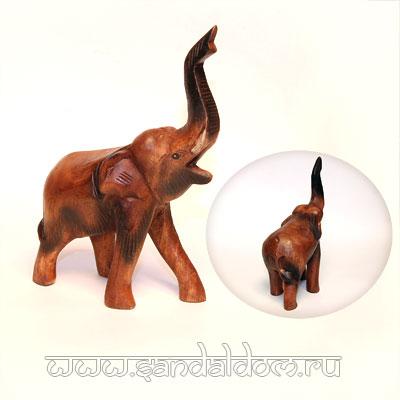 E3 Слон-свисток хобот вверх из дерева L=15см