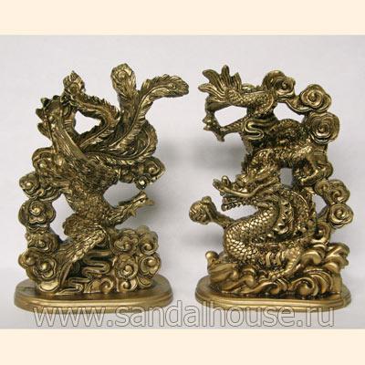Дракон и Феникс F1175  h~13sm под бронзу 