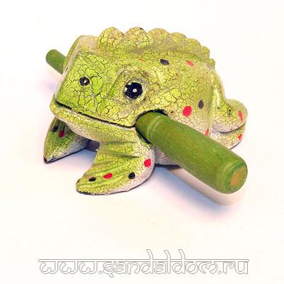 F3-03 Жаба из дерева 3'' квакающая ЗЕЛЕНАЯ