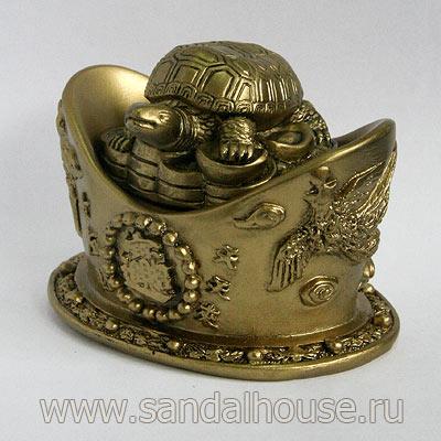 Шкатулка F312  черепаха в деньге h~7cm 