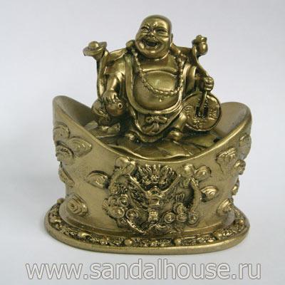 Шкатулка F325 Хотей в деньге h~8см под бронзу 