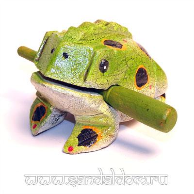 Жаба F4 из дерева 4'' квакающая ЗЕЛЕНАЯ