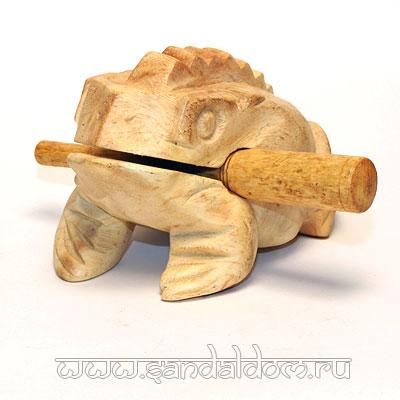 Жаба F5-01 из дерева 5'' квакающая БЕЛАЯ