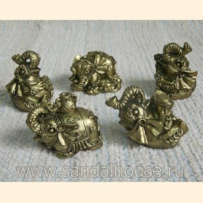 Пять слоников набор F582  h~5cm 