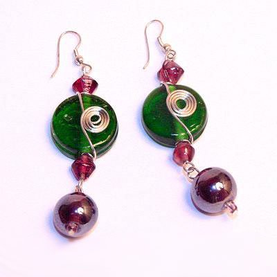 FEG0052 Серьги бел. металл, стеклярус, h=7см