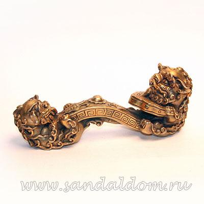 Жезл Жуи FJ35 с малышами Пияо L~21cm бронза