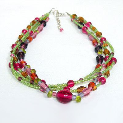 FJC0012  Колье стеклярус, L=21см