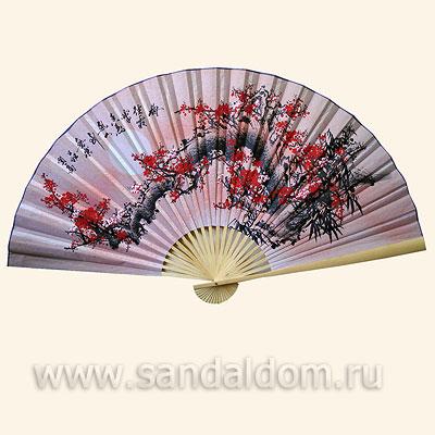 Опахало Сакура на розовом фоне 90см