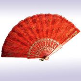 Веер для испанских танцев (красный с золотом) 23cm